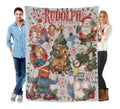 Rudolph the Red - Nosed Reindeer Christmas - Themed Blanket| Sofa Binging Throw, AC Home Blanket, Outdoor Picnic Vibe For Christmas party decor, winter family movie nights, New Year gathering decor Ideal for Christmas, New Year's Day, New Year