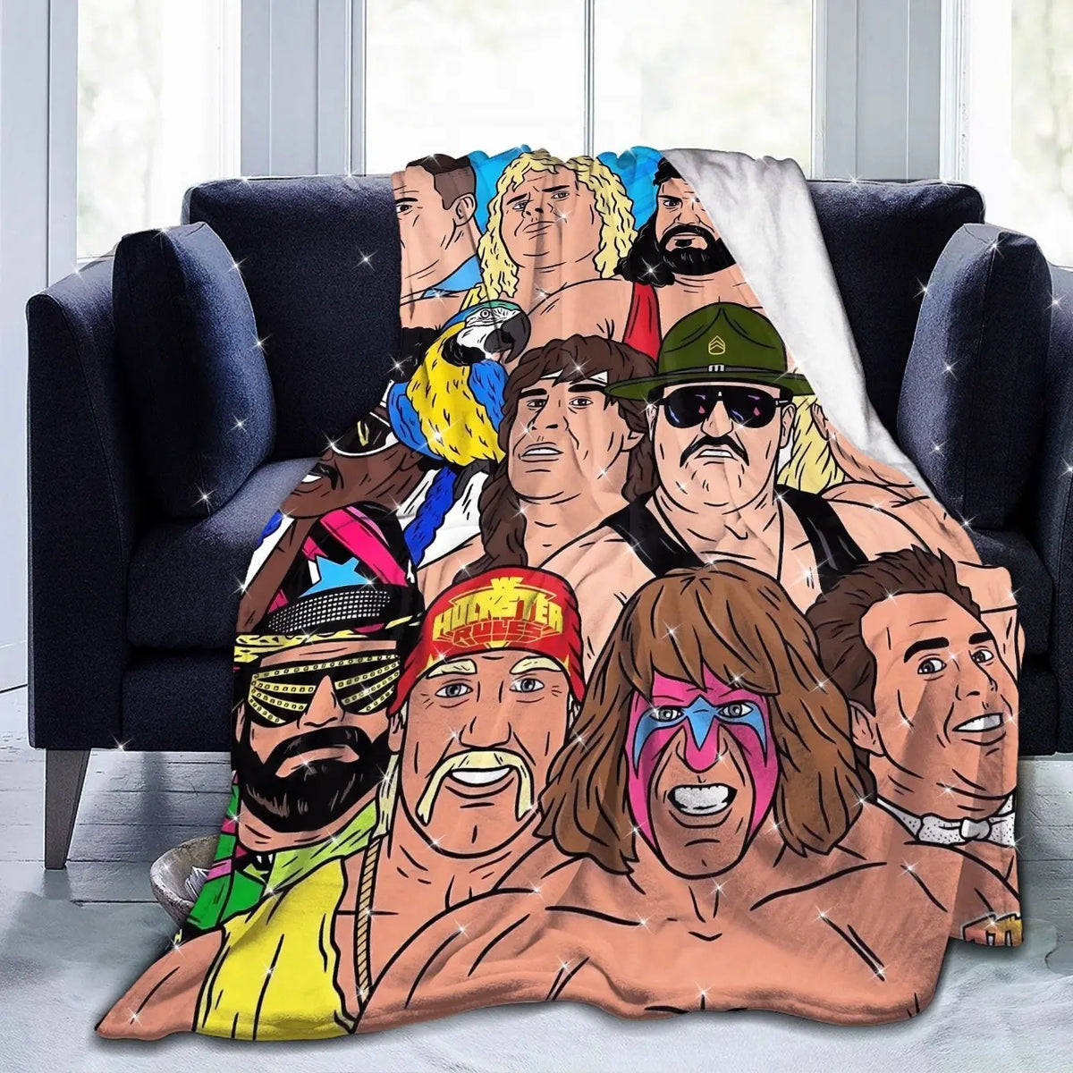 [Cozy Wrestling Flannel Blanket] Soft, Warm Wrestling-Themed Flannel Blanket - Cozy Throw for Couch, Office, Bed, Camping & Travel - Versatile All-Season Gift, Charming Anime Style Skin-friendly, lightweight and soft